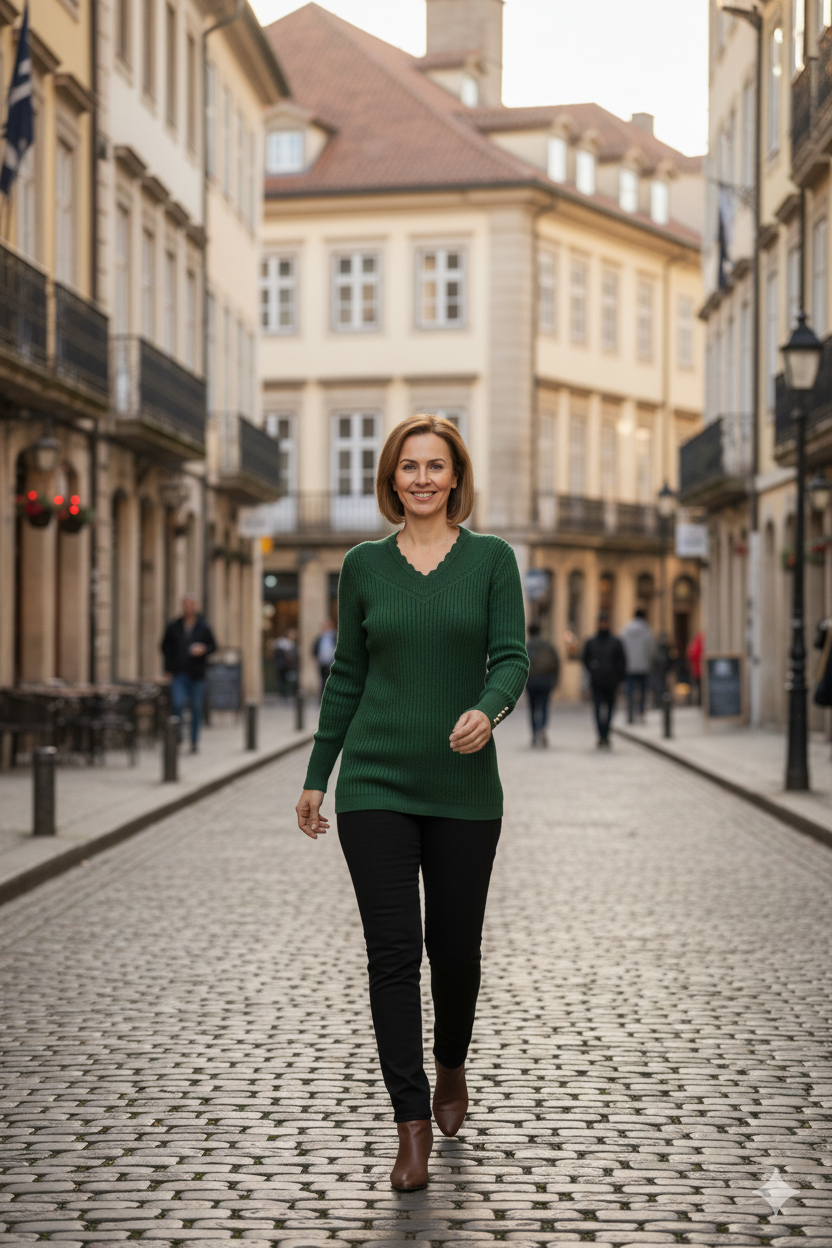 Oppland Kadın Kışlık Anne Kazak V Yaka Pamuklu Kardelen Örme Esnek Rahat Kesim Tam Kalıp